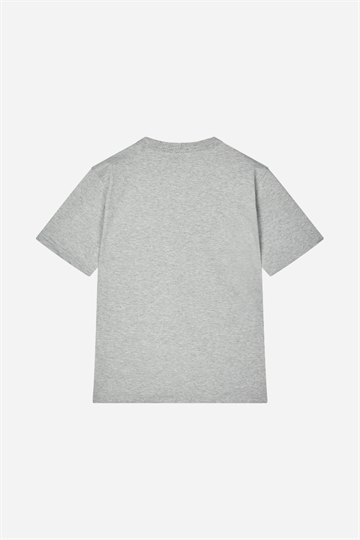 Mads Nørgaard T-shirt med tryck - Theo - Light Grey Melange